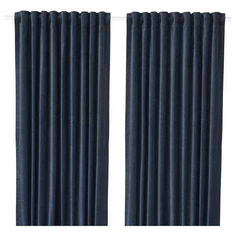 SANELA room darkening curtains, 1 pair, dark blue, 140x250 cm - IKEA