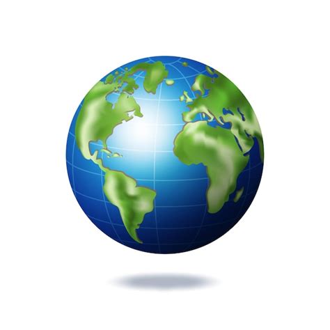 Premium Vector | 3d view of earth globe with shadow isolated on white ...