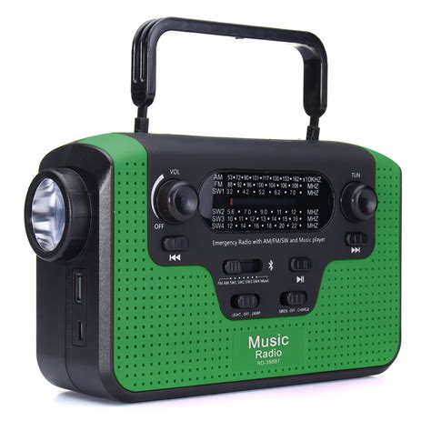 Solar Powered Portable Bluetooth Speaker Audio Radio AM FM SW SD Card Hand Crank | Alexnld.com