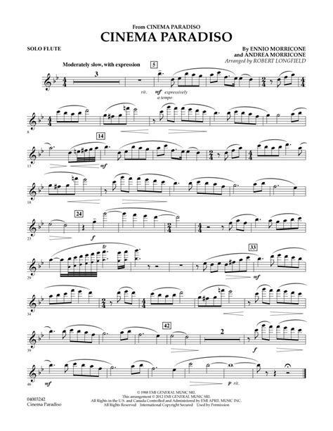 Download Cinema Paradiso (Flexible Solo With Band) - Solo Flute Sheet ...