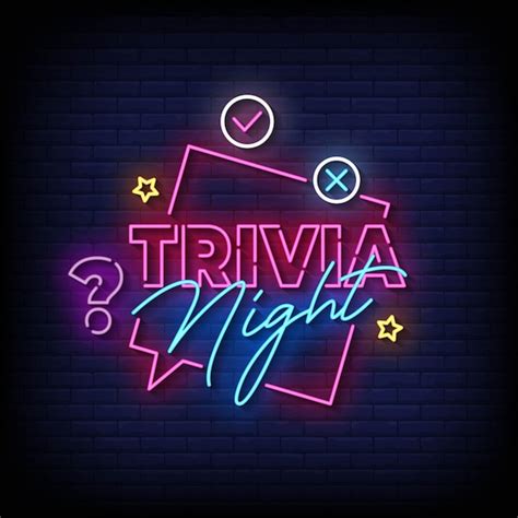 Premium Vector | Trivia night neon sign on brick wall background vector