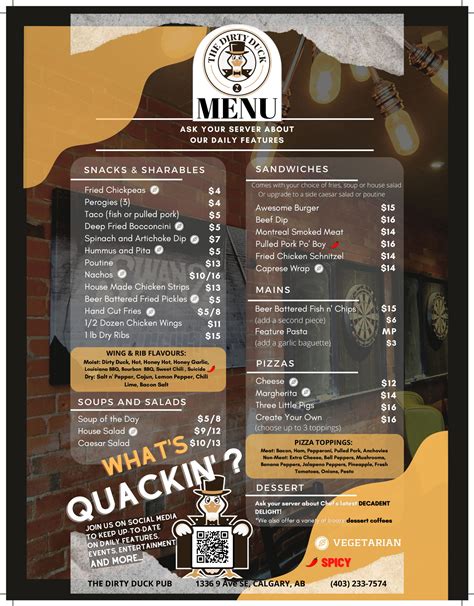 Menu – Dirty Duck Pub