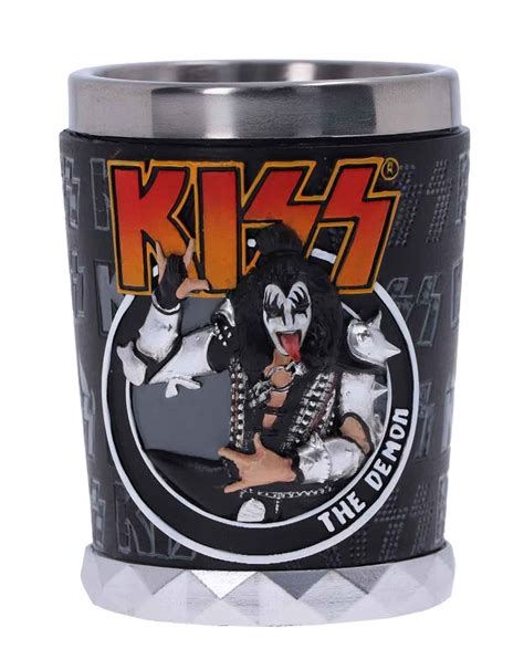 Kiss Shot Glass The Demon Band Logo new Official Flame Range Black ...