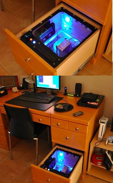 Might have ventilation issues, but great idea if those were solved | Diy computer desk, Gaming ...