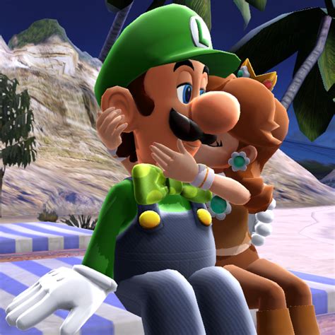 Luigi x Daisy, Daisy kissing Luigi by ArtLuigiBros on DeviantArt