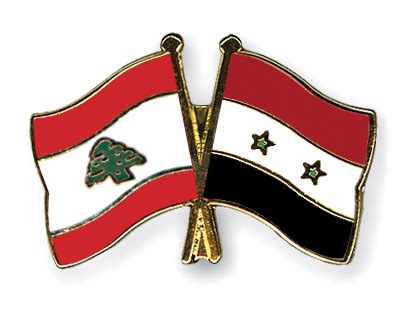 Crossed Flag Pins Lebanon-Syria Flags