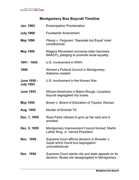 Montgomery Bus Boycott Timeline - DocsLib