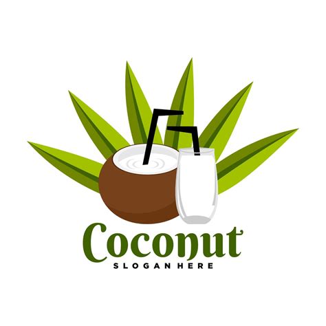 coconut logo. logo design with fresh coconut illustration vector ...