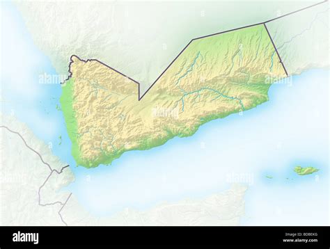 Yemen, shaded relief map Stock Photo - Alamy