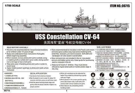 USS Constellation CV-64 Aircraft Carrier 1/700 Trumpeter