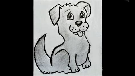 Cute Puppy Drawing In Pencil