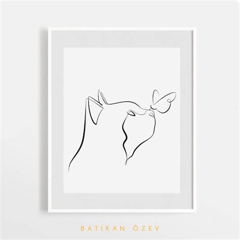 Cat Line Art One Line Drawing Cat Drawing Minimal Cat | Etsy