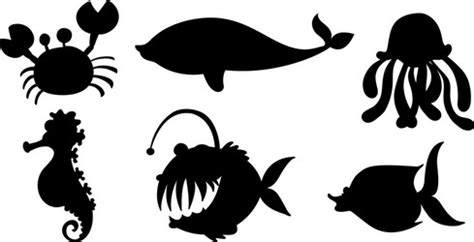 Black and White Sea Creatures Vector Images (over 13,000)