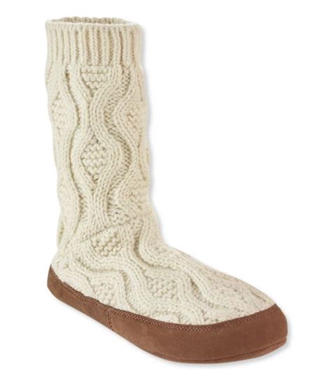 L.L.Bean Slipper Sock, Cable Knit | Slipper socks, Women shoes, Knitted slippers