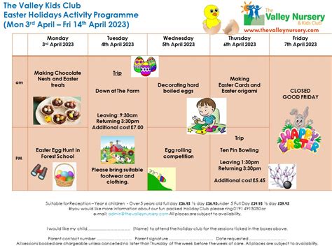 EASTER HOLIDAY Club Activities 2023 – Happy Easter! – from the Valley ...