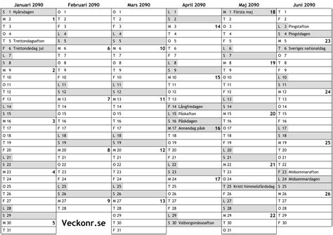 Kalender för 2090 med helgdagar och veckonummer … online almanacka med ...