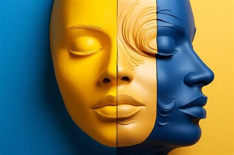 Premium AI Image | a painting of a woman's face with the yellow and blue colors