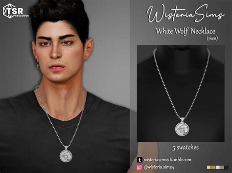 The Sims Resource - White Wolf Necklace (male) Wolf Necklace Men, Men's ...