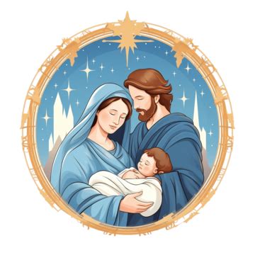 Christmas Cards With Holy Family In Adoration Baby Jesus, Father And Mother, God, Jesus PNG ...