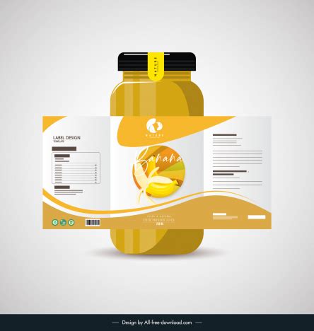 Bottle label package template banana sketch modern elegant design vectors stock in format for ...