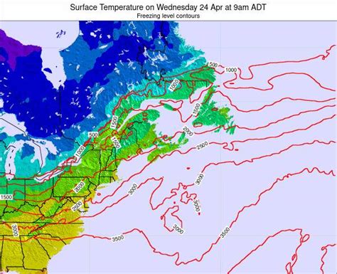 Prince-Edward-Island Surface Temperature on Monday 28 Jun at 3am ADT