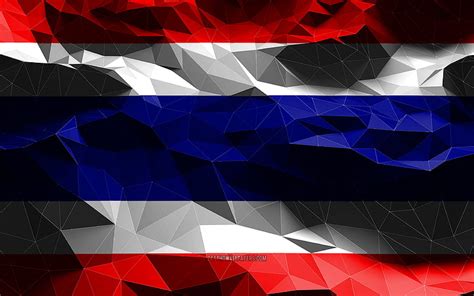 Thai flag, low poly art, Asian countries, national symbols, Flag of ...