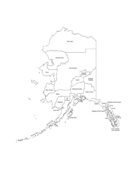 Alaska Borough Map with Borough Names Free Download