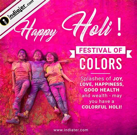 Happy Holi wishes greeting card for Social Media - Indiater