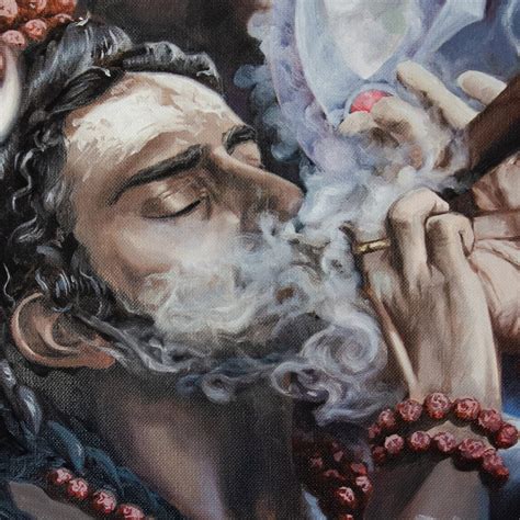 Lord Shiva Smoking Painting Original Art Canvas Artwork Wall | Etsy