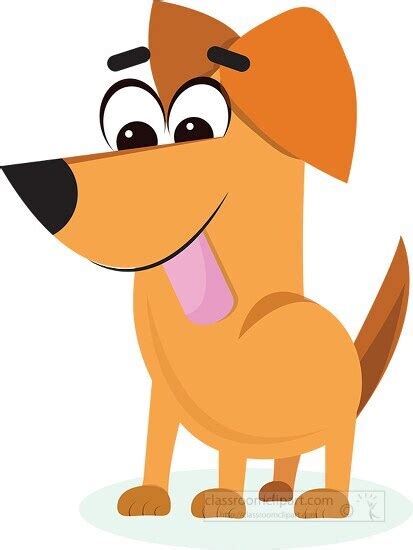 Dog Clipart-cute cartoon brown dog with tongue out clipart