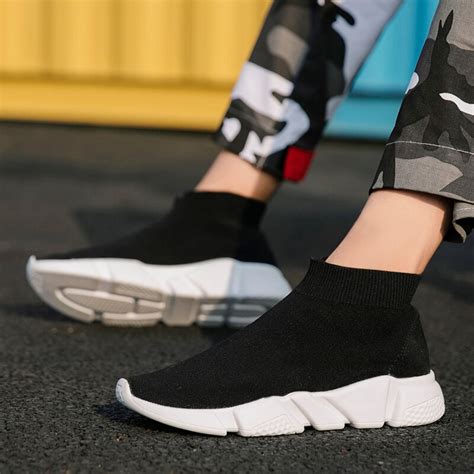 Hot Fashion Man Shoes High Top Sock Sneakers Man Stretch Unisex Vulcanize Flats Brands Damping ...