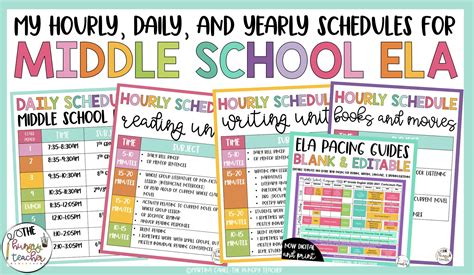 Middle School ELA Schedule | Daily | Weekly | Monthly | Year-Long Pacing | - The Hungry Teacher