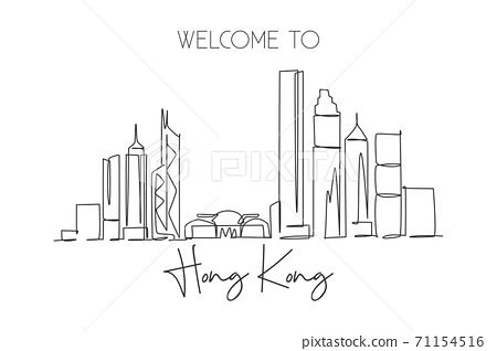 One single line drawing of Hong Kong city... - Stock Illustration [71154516] - PIXTA