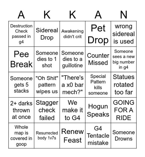 Akkan HM G3 Prog Bingo Card