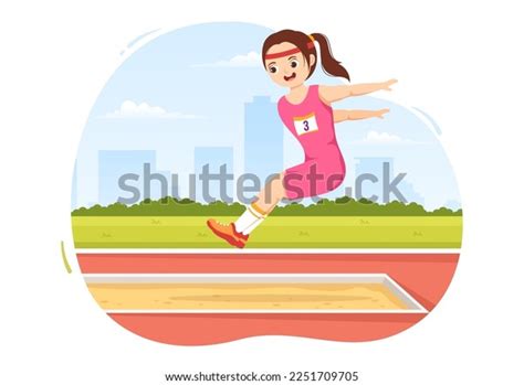 Long Jump Illustration Kids Doing Jumps Stock Vector (Royalty Free ...