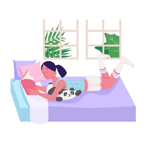 Girl Reading on the Bed 2217930 Vector Art at Vecteezy