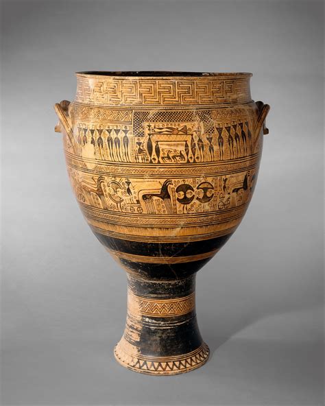 Attributed to the Hirschfeld Workshop | Terracotta krater | Greek, Attic | Geometric | The ...