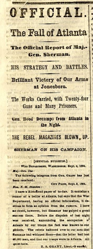 THE FALL OF ATLANTA! | The Mitchell Archives - Original Historic Newspapers