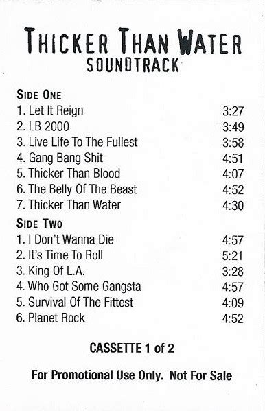 Thicker Than Water Soundtrack (1999, Cassette) - Discogs