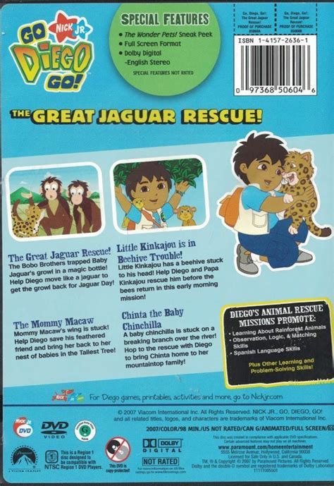 Go, Diego, Go The Great Jaguar Rescue DVD 2007 - DVD, HD DVD & Blu-ray