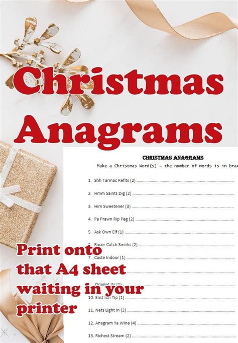 Christmas Anagrams - fun anagrams quiz | Printable Christmas Quizzes