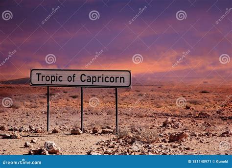 Tropic Of Capricorn Marking Sign As It Passes Through Namibia Desert ...