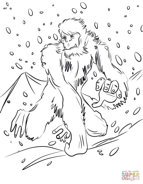 Running Yeti coloring page | Free Printable Coloring Pages