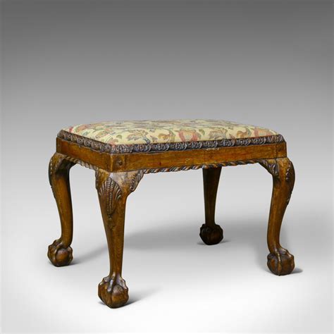 Antique Foot Stool, Walnut, Regency, Tapestry - Antiques Atlas