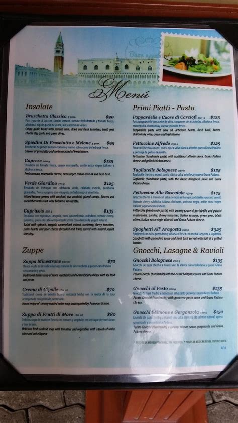 Menu at Il Pescatore Restorante restaurant, Nuevo Vallarta, Channel