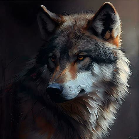 Portrait of a wolf. Digital painting. Portrait of a wolf., Image ...