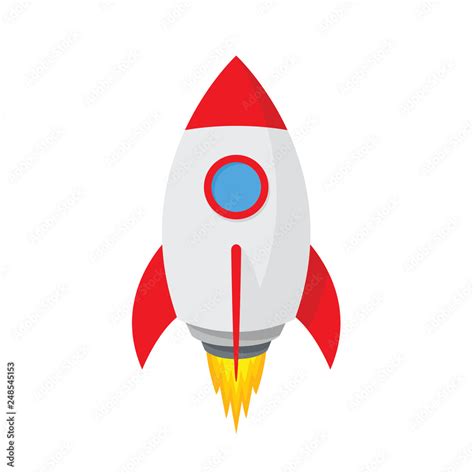 Cartoon rocket space ship. Simple spaceship icon - stock vector. Stock Vector | Adobe Stock