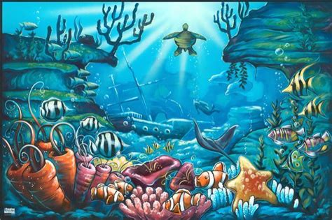 ocean mural | Under sea nursery | Under the sea drawings, Sea drawing ...