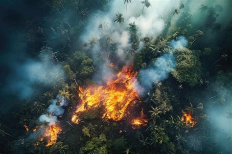 Premium AI Image | Rainforest fire consequences of climate change