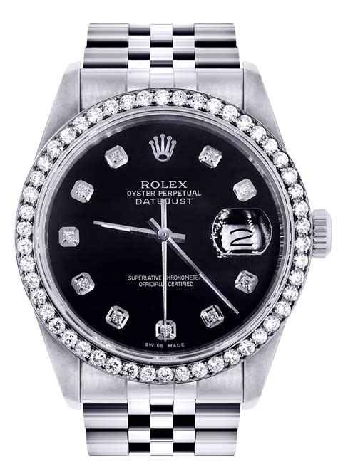 Womens Rolex Datejust Watch 16200 | 36Mm | Black Dial | Jubilee Band ...